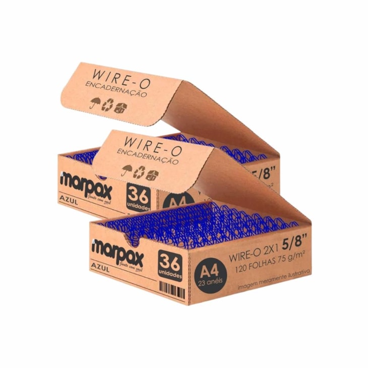 Kit Wire-o Encadernação 2X1 A4 Azul 5/8 para 120fls 72un