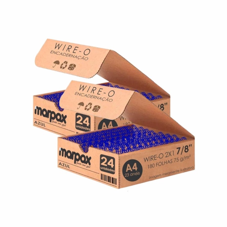 Kit Wire-o Encadernação 2X1 A4 Azul 7/8 para 180fls 48un