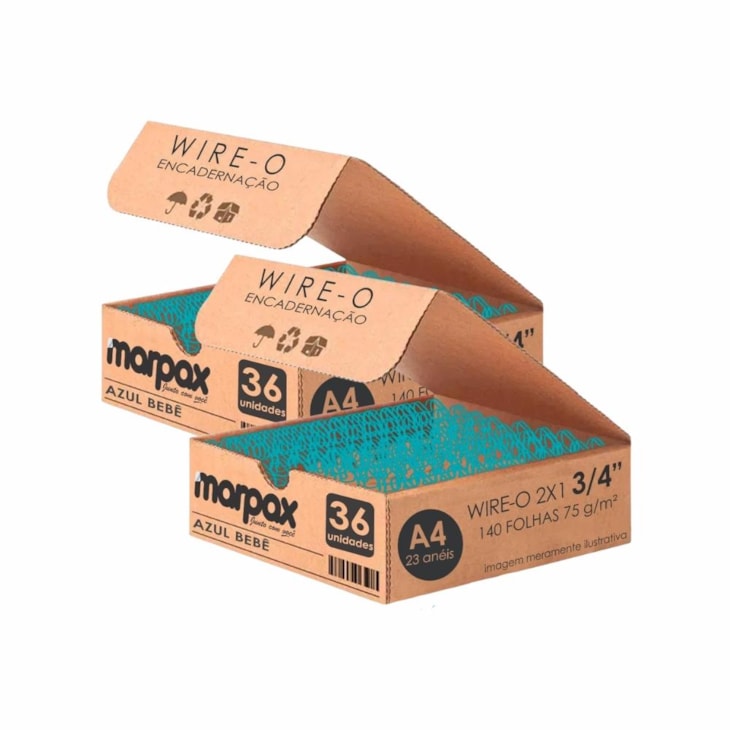 Kit Wire-o Encadernação 2X1 A4 Azul Bebê 3/4 140fls 72un