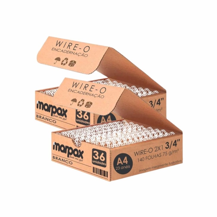 Kit Wire-o Encadernação 2X1 A4 Branco 3/4 140fls com 72un