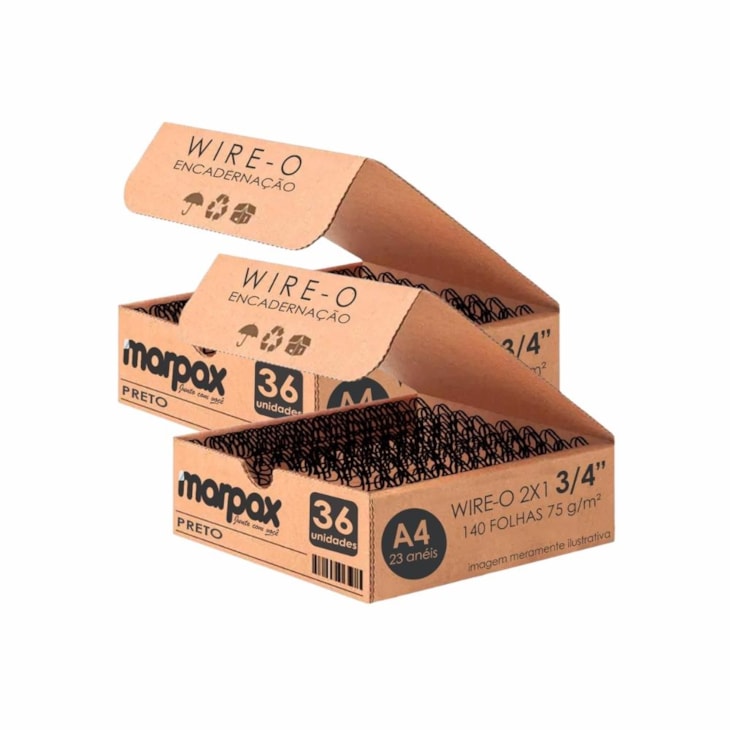 Kit Wire-o Encadernação 2X1 A4 Preto 3/4 140fls com 72un