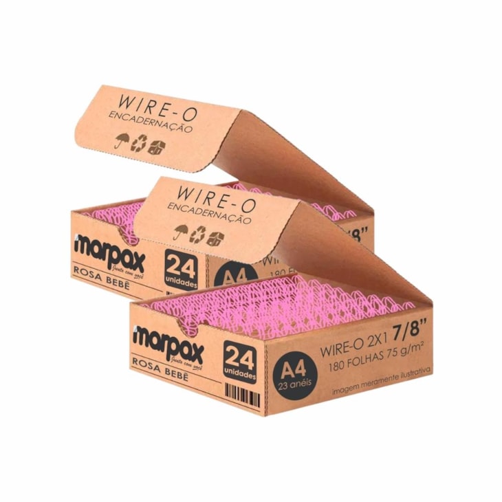 Kit Wire-o Encadernação 2X1 A4 Rosa Bebê 7/8180fls 48un
