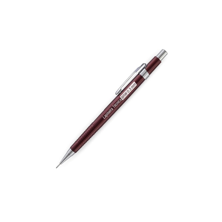 Lapiseira 0.3mm técnica Bordô com Borracha BRW 01un