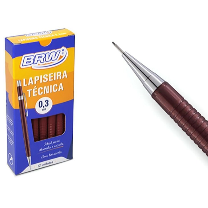 Lapiseira 0.3mm técnica Bordô com Borracha BRW caixa 12un