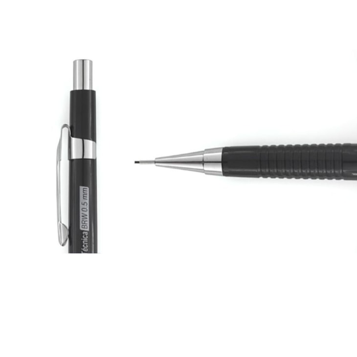 Lapiseira 0.5mm técnica Preta com Borracha BRW 01un