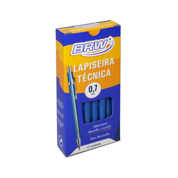 Lapiseira 0.7mm técnica Azul com Borracha BRW caixa 12un