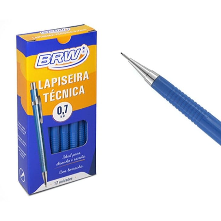 Lapiseira 0.7mm técnica Azul com Borracha BRW caixa 12un