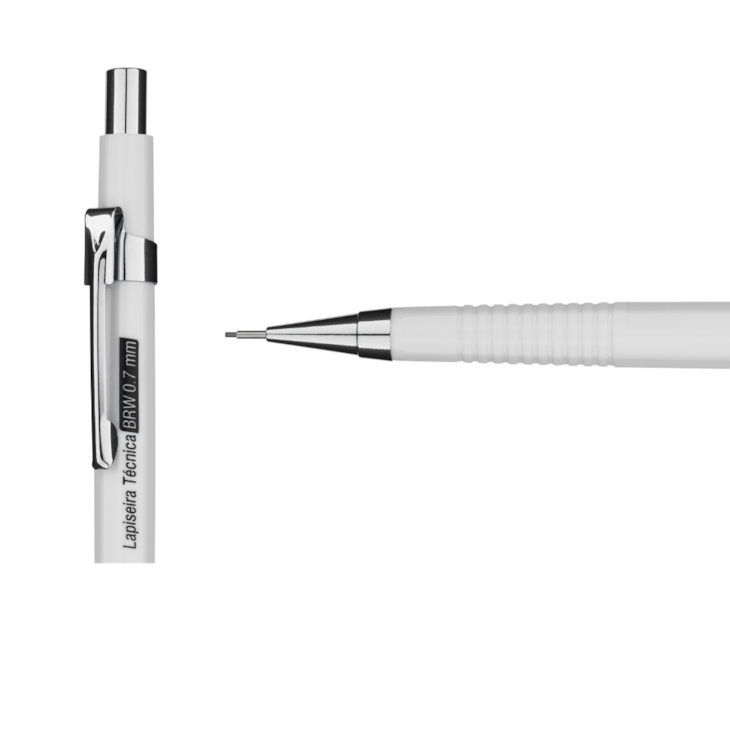 Lapiseira 0.7mm técnica Branca c/ Borracha + Grafite BRW 01un