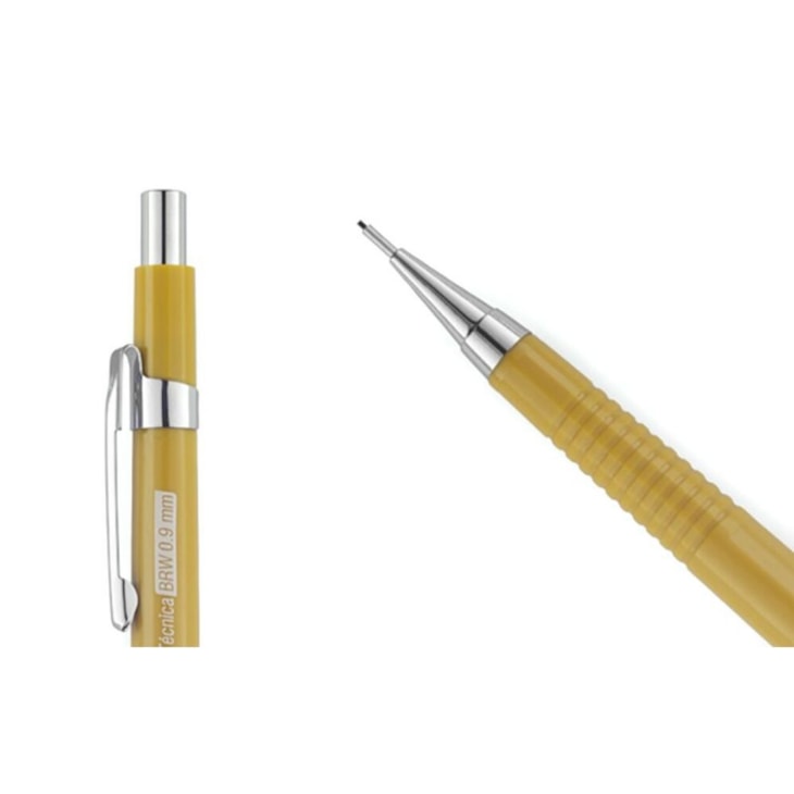 Lapiseira 0.9mm técnica Amarela com Borracha BRW caixa 12un