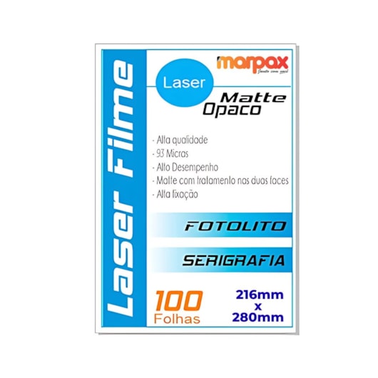 Laser Film 216x280mm Opaco Serigráfia e Fotolito Marpax 100 Uni