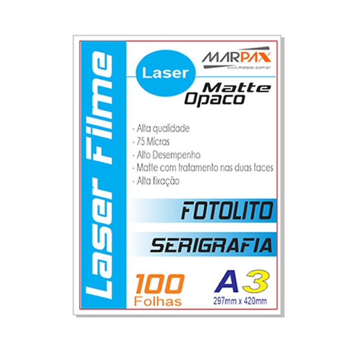 Laser Film A3 297x420mm Opaco Serigráfia e Fotolito 100fls