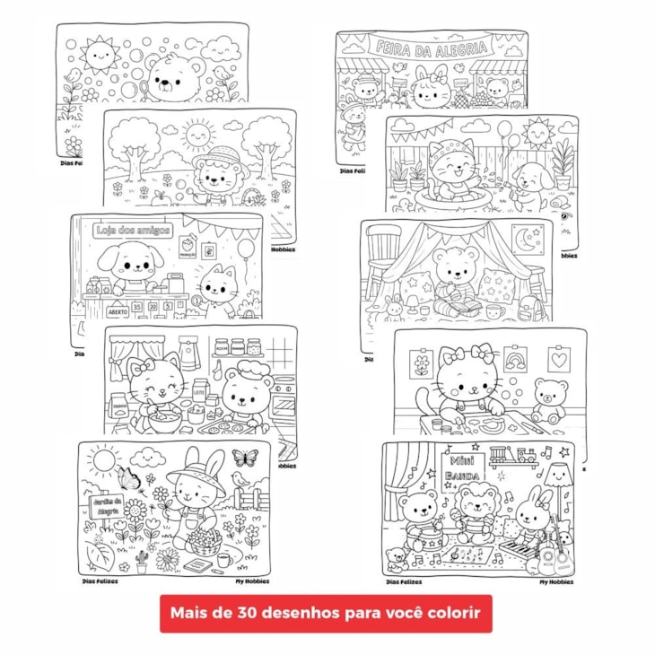 Livro de Colorir Dias Felizes My Hobbies A5 Capa Dura 48 fls