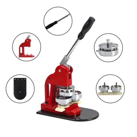 Máquina de Bottons 32mm de Metal Vermelho Marpax