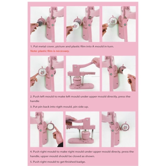 Máquina de Bottons Personalizados 32mm Rosa Marpax