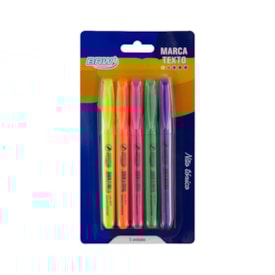Marca Texto 5 Cores Fluorescentes chanfrado BRW 05un