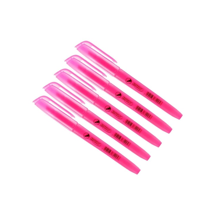 Marca Texto Rosa Fluorescente Chanfrado BRW cx com 12un
