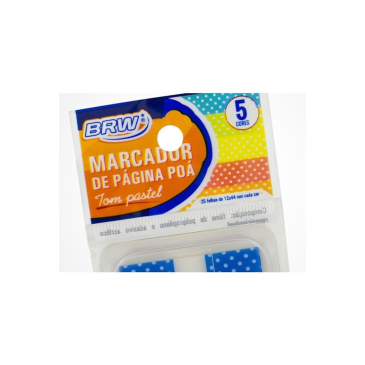 Marcador de Página Adesivo 12x44mm Flags Poá 5 Cores BRW