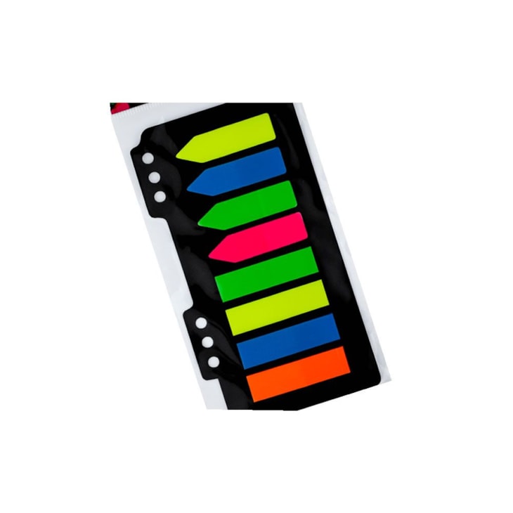 Marcador de Página Adesivo 12x44mm Neon p/ Fichario 8 Cores BRW