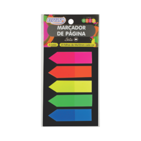 Marcador de Pagina Adesivo 12x44mm Neon Seta BRW 5 Cores