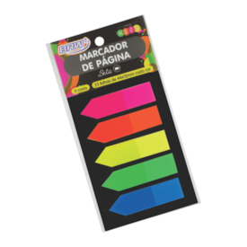 Marcador de Pagina Adesivo 12x44mm Neon Seta BRW 5 Cores