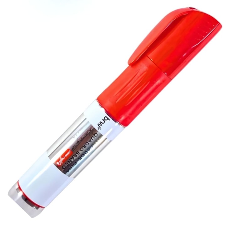 Marcador Quadro Branco Recarregável Vermelho BRW Com 12Un