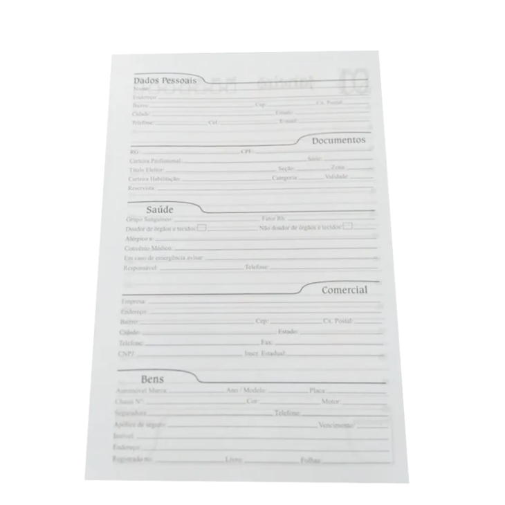 Miolo De Agenda A5 Permanente 20x13,5 cm kit com 50 uni