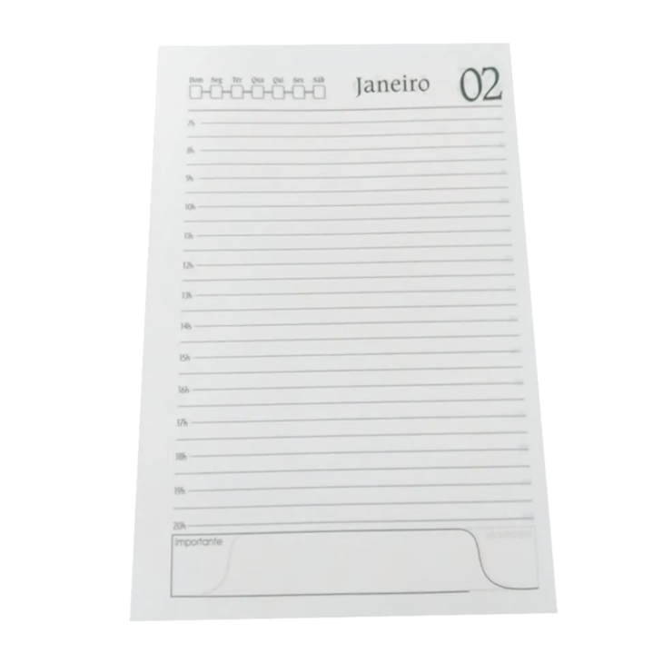 Miolo De Agenda A5 Permanente 20x13,5 cm kit com 50 uni