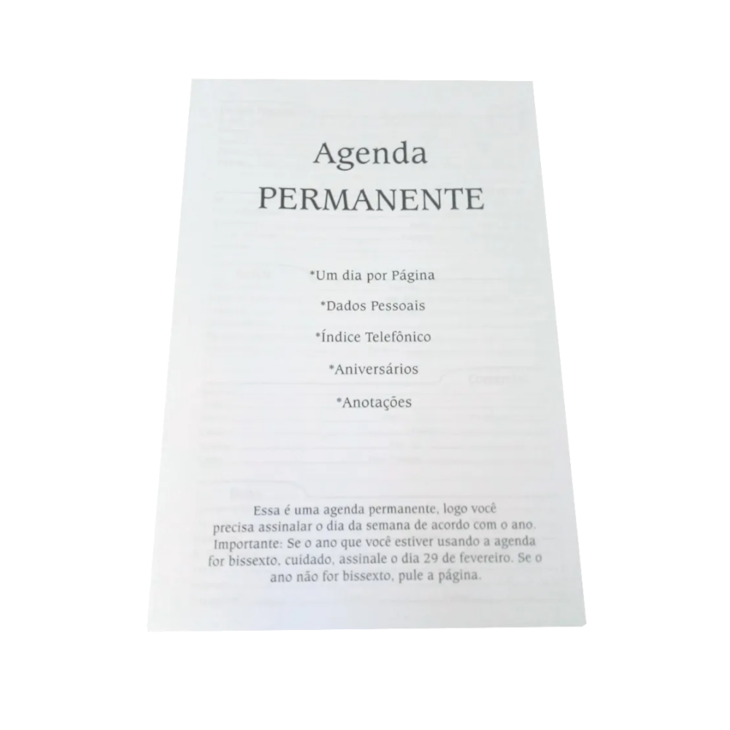 Miolo de Agenda A5 Permanente 20X13,5 cm Kit com 50un