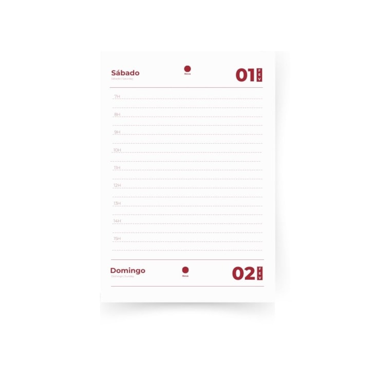 Miolo de Agenda Datado 2026 Cor Vinho 176fls Marpax 01un