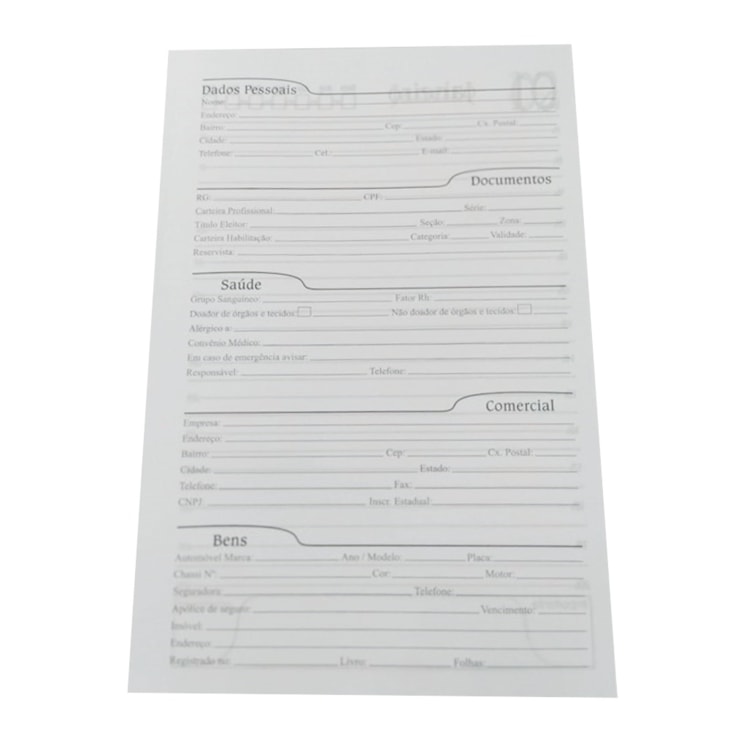 Miolo de Agenda Permanente Preto A5 20X13,5cm com 176 Folhas