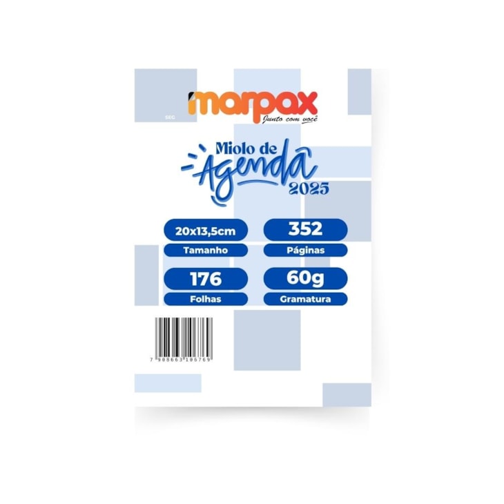 Miolo de Agenda Refilado 2025 Cor Azul 176fls Marpax 01un