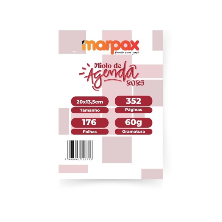 Miolo de Agenda Refilado 2025 Vinho 176fls Marpax 01un