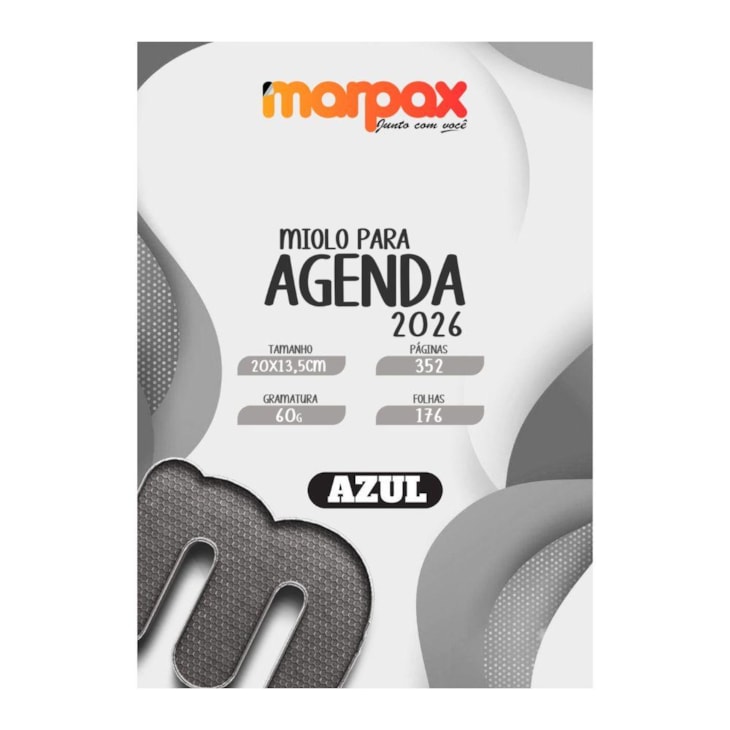 Miolo de Agenda Refilado 2026 Cor Azul 176fls Marpax 01un