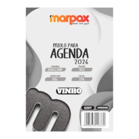 Miolo de Agenda Refilado 2026 Cor Vinho 176fls Marpax 01un