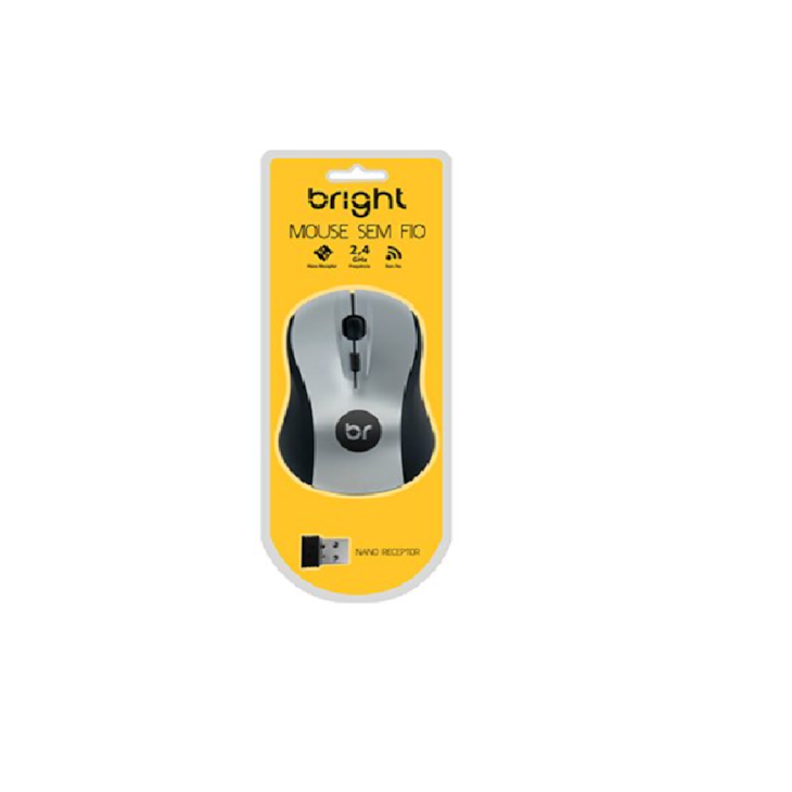 Mouse sem Fio Nano Receptor USB Prata/Preto Bright 1un