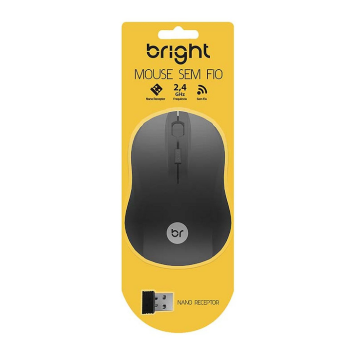 Mouse sem Fio Preto 2.4GHZ Escócia até 1000 DPI 95 Bright