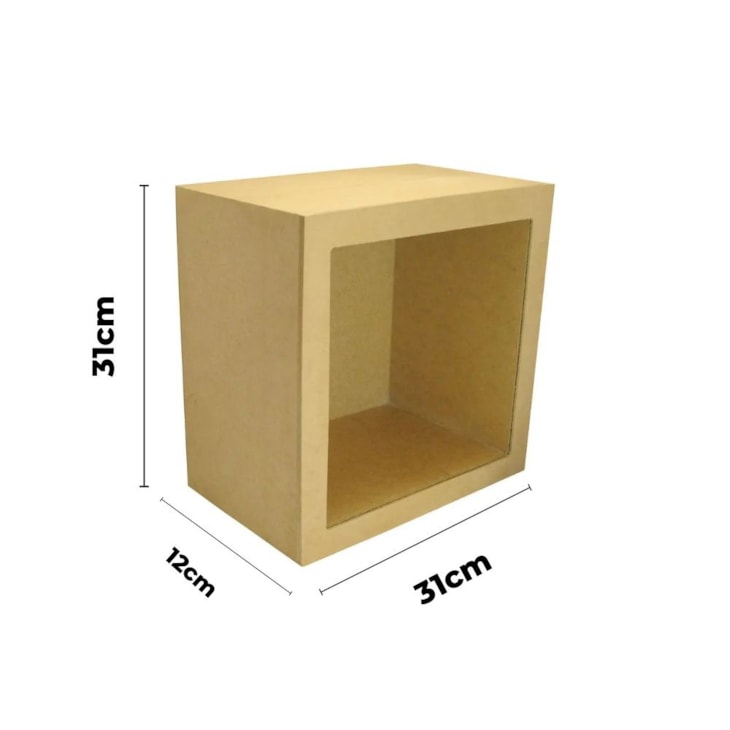 Nicho Quadrado Simples Cru 31x31x12cm MDF Madeira Marpax