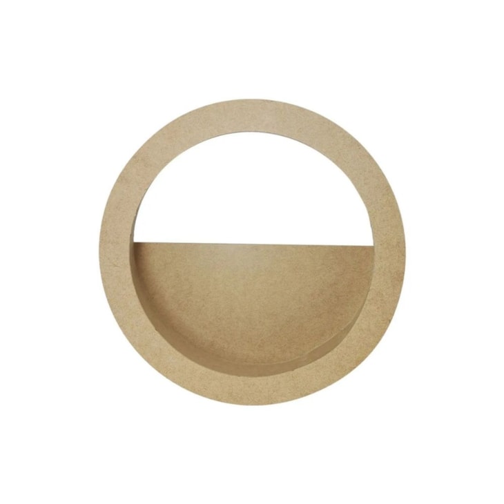 Nicho Redondo Decorativo Meio Vazado Cru 37x37x12 MDF Marpax