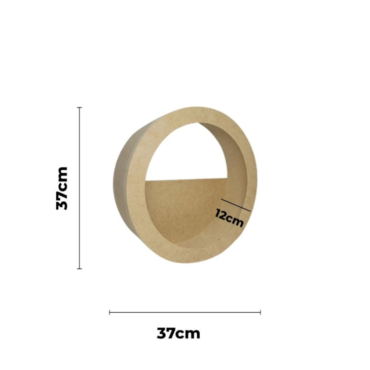 Nicho Redondo Decorativo Meio Vazado Cru 37x37x12 MDF Marpax