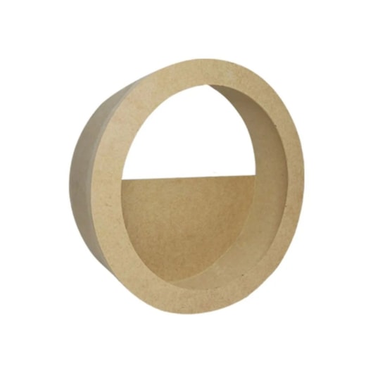 Nicho Redondo Decorativo Meio Vazado Tamanho G 37X37X12 Mdf Madeira Cru Marpax