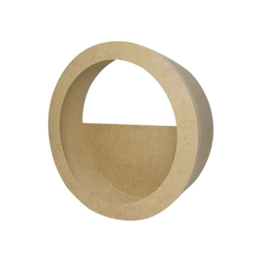 Nicho Redondo Decorativo Meio Vazado Tamanho G 37X37X12 Mdf Madeira Cru Marpax