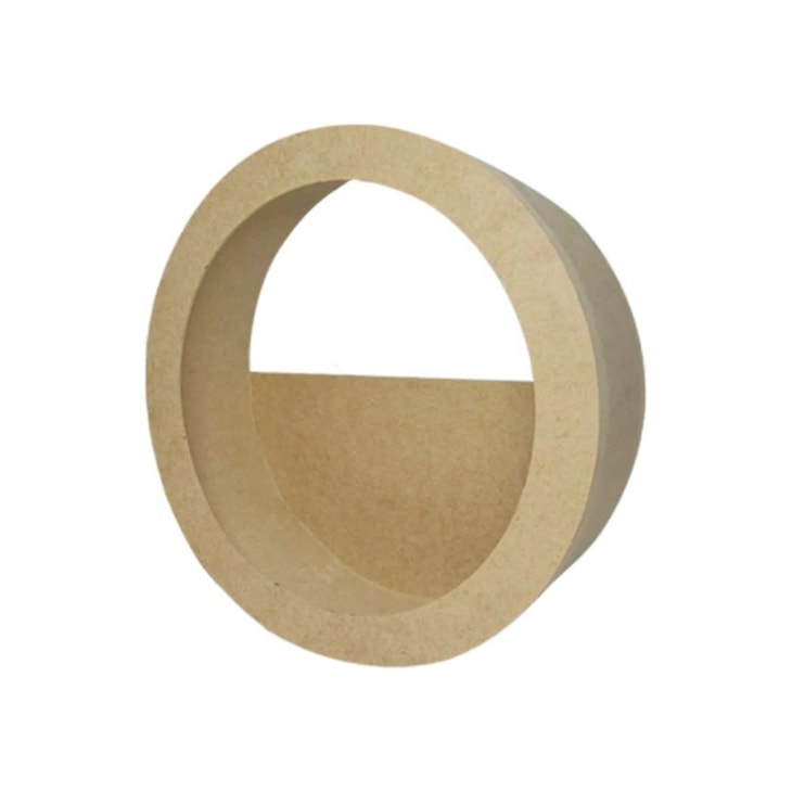 Nicho Redondo Decorativo Meio Vazado Tamanho G 37X37X12 Mdf Madeira Cru Marpax