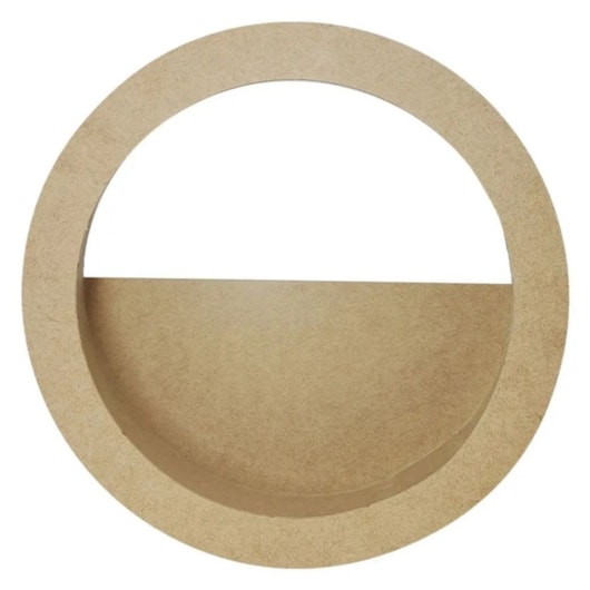Nicho Redondo Decorativo Meio Vazado Tamanho G 37X37X12 Mdf Madeira Cru Marpax