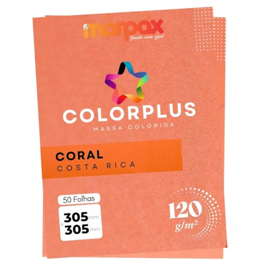 Papel Color Plus 120g 305x305mm Coral Costa Rica Marpax 50fls