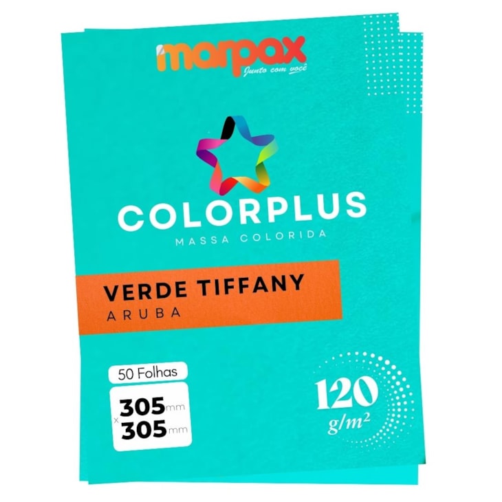 Papel Color Plus 120g 305x305mm Verde Tiffany Aruba Marpax 50fls