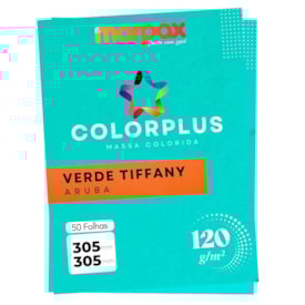 Papel Color Plus 120g 305x305mm Verde Tiffany Aruba Marpax 50fls
