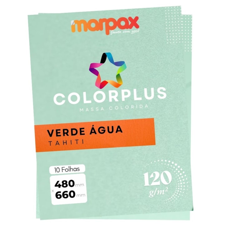 Papel Color Plus 120g 480X660mm Verde Água Tahiti  10fls