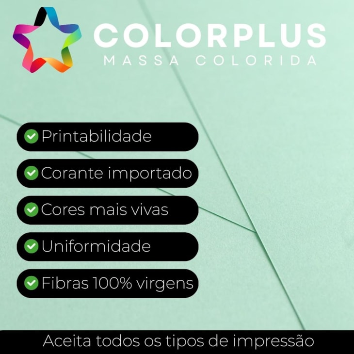 Papel Color Plus 120g 480x660mm Verde Água Tahiti Marpax 10fls