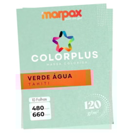 Papel Color Plus 120g 480x660mm Verde Água Tahiti Marpax 10fls