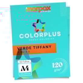 Papel Color Plus 120g A4 210x297mm Verde Tiffany Aruba Marpax 50fls